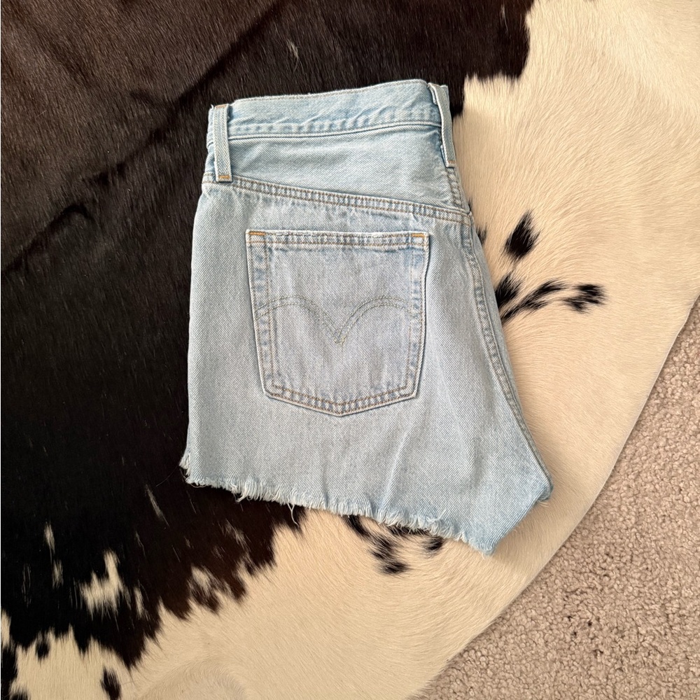 Levi's Sky Blue Denim Cutoff Shorts - Picture 2 of 4